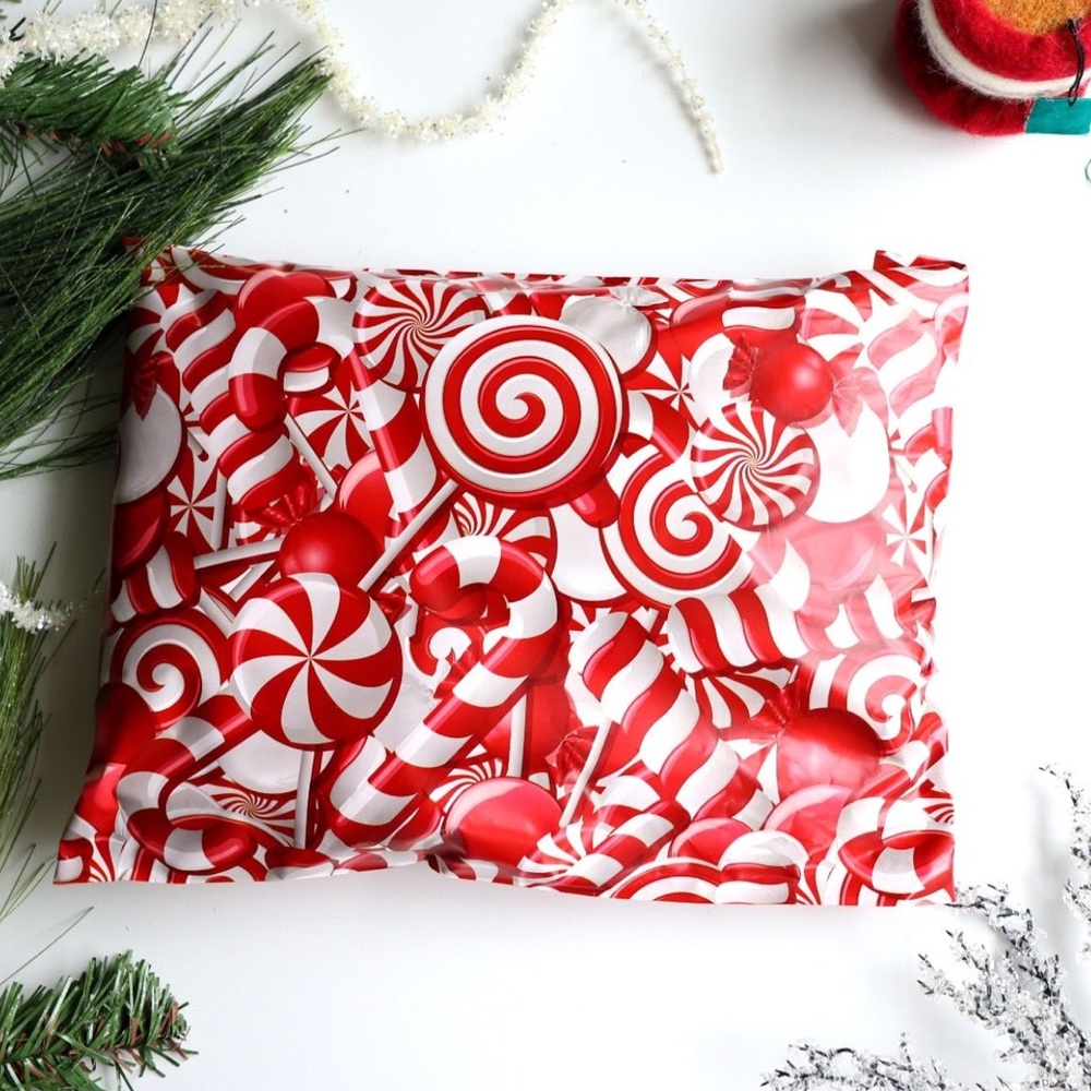 25 10X13 Poly Mailers Candy Cane, Envelopes - Picture 7 of 7